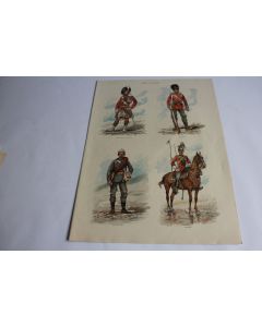 Estampe Uniformes Armée Anglaise Highlander Fusilier Ambulancier Lancier