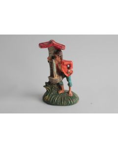 Figurine vintage Composition garçon buvant à la fontaine Italie