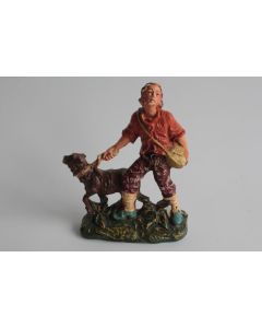 Figurine vintage Composition personne promenant sont chien Italie