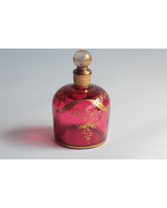 Flacon à parfum verre rubis émaillé Napoléon III