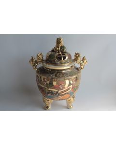 Grand Brûle parfum céramique Satsuma Japon chien Fô