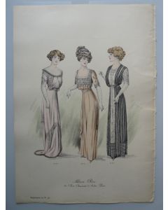 Grande Gravure Accessoires de Mode Femme 1900 Robes