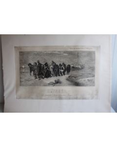 Grande gravure Russe Les Bateliers de la Volga 1877