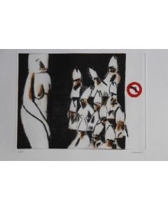 Gravure lithographiée Doroteo ARNÁIZ Le planing de la faim