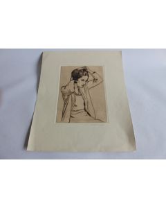 Gravure Nyffenegger Femme se coiffant