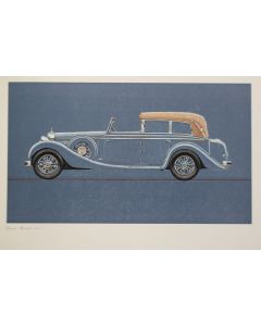 Gravure piqûre sur bois Grosser Mercedes 1937