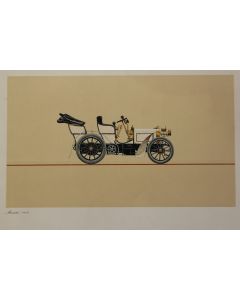 Gravure piqûre sur bois Mercedes 1902