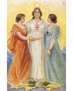 Illustrateur VECCHI F. (Italien) Femme Pax Paix Guerre