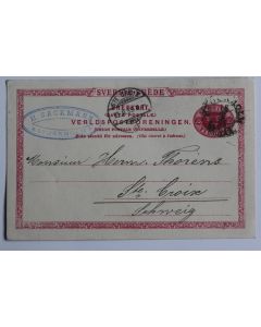 Entier postale Suède tio ore cachet H.Sackmann Stockholm 1895