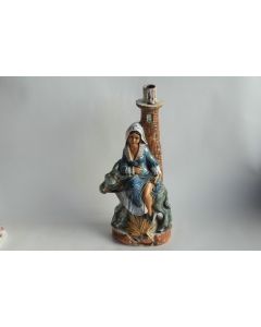 Bouteille céramique Femme et âne Italie