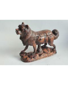 Coffret à bijoux Chien bois sculpté Forêt Noire Art Populaire