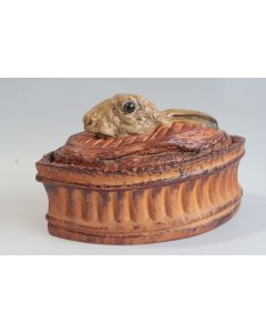 Terrine Trompe l'œil Lièvre porcelaine vernissée