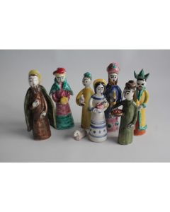 7 Figurines vintage céramique crèche Suisse Yseult Crousaz Arpot
