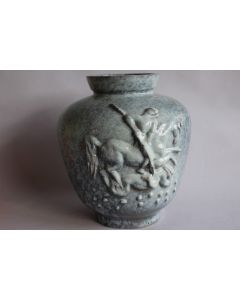 MENELIKA Vase céramique Saint Georges terrassant le dragon Art déco