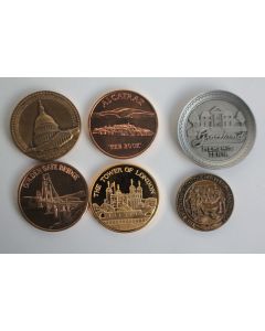 6 Jetons souvenir commémoration monuments historique