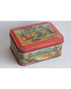 Boîte tôle lithographiée Biscuits Damoiseau Fable de la Fontaine