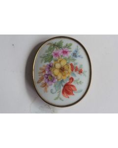 Ancienne Broche porcelaine émaillée vermeil