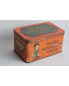 Boîte tôle lithographiée Café Sharp's Super-Kreem Toffee Sir Kreemy Knut