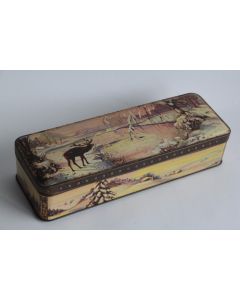 Boîte Biscuits tôle lithographiée Debray Paris Cerf Hiver