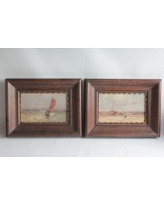 Paire Tableaux peintures Georges DJAKELI Bateaux Suisse