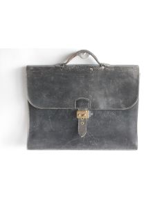HERMES Sac à dépêches cuir noir 