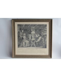 Gravure La Pharmacie Rustique Locher Gottfried XVIIIe siècle