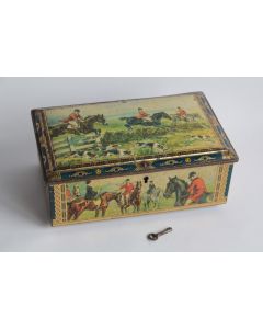 Boîte tôle lithographiée Équitation Chevaux Caramels Molié