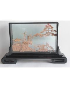 Diorama liège sculpté Chine