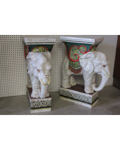 Paire de sellettes Éléphants céramique