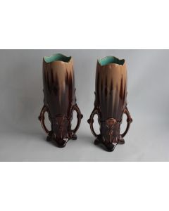 Paire vases barbotine Orchies Fleur