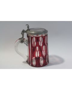 Chope à bière verre rubis Bohème