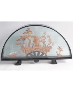 Diorama paysage bois sculpté Chine