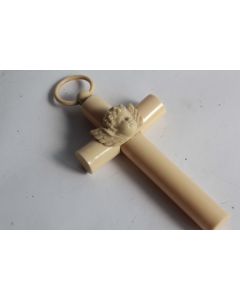Ancienne Croix de berceau celluloïd chérubin