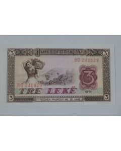 Billet 3 Lekë Albanie 1976 neuf