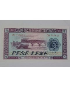Billet 5 Lekë Albanie 1976 neuf