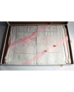 Ancienne parure de lit Drap Lin Dentelle de Luxeuil