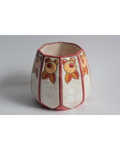 LONGWY Pot octogonal émaux Art déco