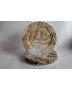 6 Assiettes porcelaine Limoges imitation Marbre