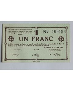 Billet de nécessité 1 Franc Mulhouse 1940
