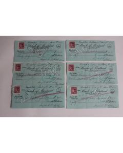 6 Chèques Montréal Canada 1945 Timbre