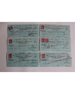 6 Chèques Montréal Canada 1945 Timbre