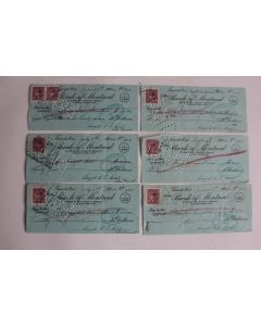 6 Chèques Montréal Canada 1945 Timbre