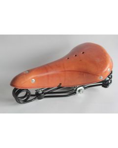 Selle de vélo d'officier militaire Suisse vintage cuir marron