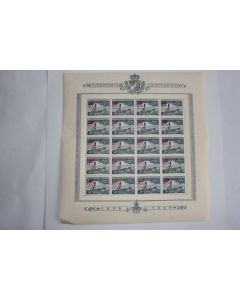 Timbre feuille Liechtenstein eglise Bendern surcharge carmin 1952 neuf