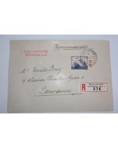 Timbre Suisse aérien sur enveloppe recommandé automobile avec vignette 1947