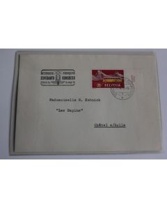 Timbre Suisse sur enveloppe cachet esperanto kongreso 1955