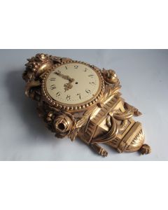 Montre Horloge murale bois sculpté doré 1900