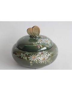 Bonbonnière céramique émaillée Fleurs Papillons Art Nouveau