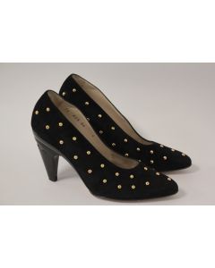 ESCADA Escarpins daim noir clous dorés T36