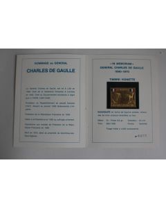 Timbre France Or Hommage au général Charles de Gaulle 1970 numéroté